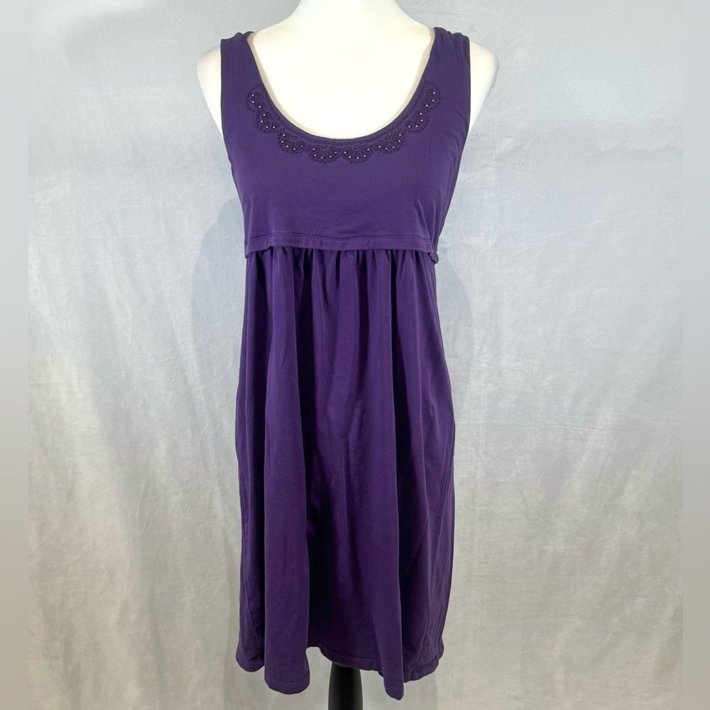 Ann Taylor Loft purple studded cotton empire waist dress size small